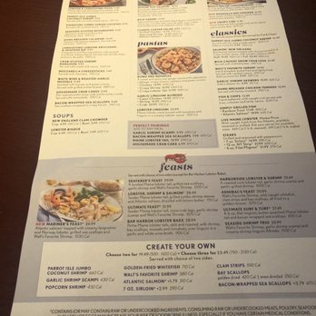 Red Lobster - Menu front - Seafood Near Me - Louisville, Kentucky