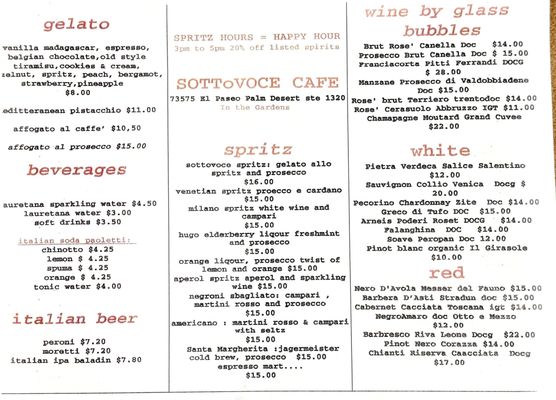 Menu photo 7 Sottovoce Cafe Palm Desert, CA Menu photo 7 Sottovoce Cafe Palm Desert, CA