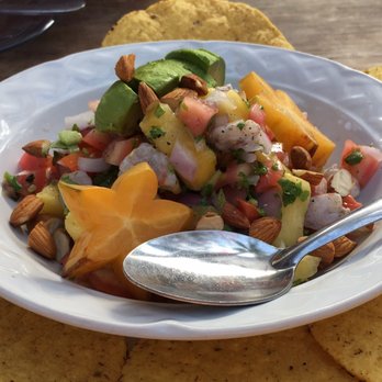Tropical House - Shrimp ceviche with seasonal fruit - Seafood Near Me - Sayulita, NAY Tropical House - Shrimp ceviche with seasonal fruit - Seafood Near Me - Sayulita, NAY