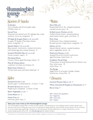 Menu photo 3 Hummingbird Lounge New Buffalo, MI