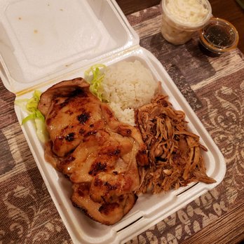 Lulu Hawaiian BBQ - Half and Half Combo Plate - BBQ Chicken and Kalua Pork (no cabbage). Very good. - Hawaiian Near Me - Henderson, Nevada Lulu Hawaiian BBQ - Half and Half Combo Plate - BBQ Chicken and Kalua Pork (no cabbage). Very good. - Hawaiian Near Me - Henderson, Nevada
