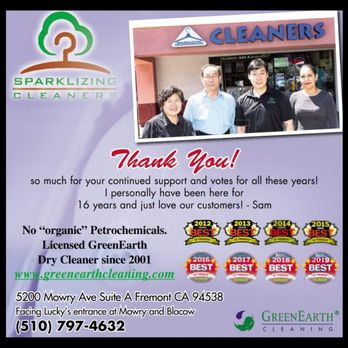 Sparklizing Cleaners - Our thank you ad for voting us runner up for best Dry cleaner in Fremont, 2019 - Dry Cleaning Near Me - Fremont, California