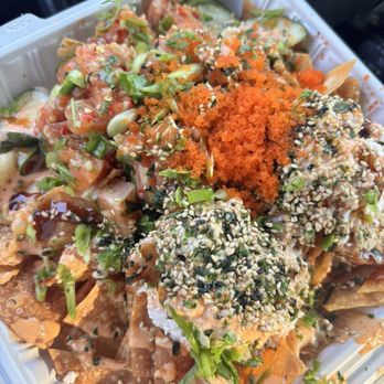 Ry's Poke Shack - Lao Style Poke Nachos with Salmon - Hawaiian Near Me - Pasadena, California Ry's Poke Shack - Lao Style Poke Nachos with Salmon - Hawaiian Near Me - Pasadena, California