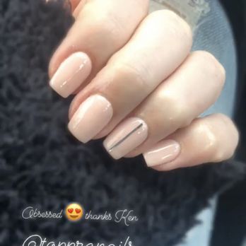 Top Pro Nails - Dip powder mani #037 with a silver decal stripe on the ring finger! So cute - Nail Salons Near Me - Covina, California