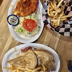 Duke's Brewhouse - Reuben, Buffalo, chicken sandwich, and fries