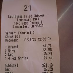 Louisiana Famous Fried Chicken - Chicken ala carte