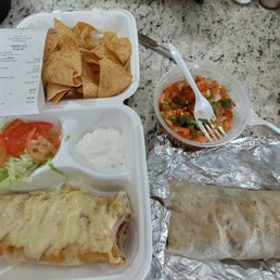 2 undersized Burritos  Chips and Pico  No flavor so sorry  Almost $30 bucks Picked up!