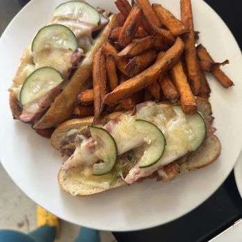 The Combine Kitchen - This is a Cubano. It was amazing. The sweet potato  fries were a great side choice. I will be back sooner rather than later. - Coffee & Tea Near Me - Rancho Cucamonga, California