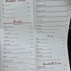 California Taco Shop - Menu