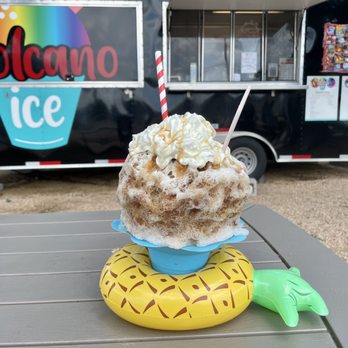 Volcano Ice - an ice cream sundae and a banana - Shaved Ice Near Me - Austin, Texas