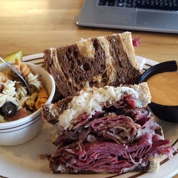 Dominic's Deli & Eatery - Ruben with pasta salad. - Delis Near Me - Palm Coast, Florida Dominic's Deli & Eatery - Ruben with pasta salad. - Delis Near Me - Palm Coast, Florida