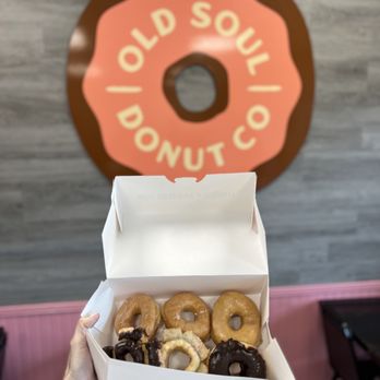 Old Soul Donut - 1/2 dozen doughnuts * glazed * chocolate glazed * Birthday cake * Chocolate Birthday cake - Coffee & Tea Near Me - Jacksonville, Florida Old Soul Donut - 1/2 dozen doughnuts * glazed * chocolate glazed * Birthday cake * Chocolate Birthday cake - Coffee & Tea Near Me - Jacksonville, Florida