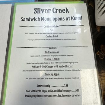 Silver Creek - Sandwich menu 3/2024 - Meat Shops Near Me - Hondo, Texas