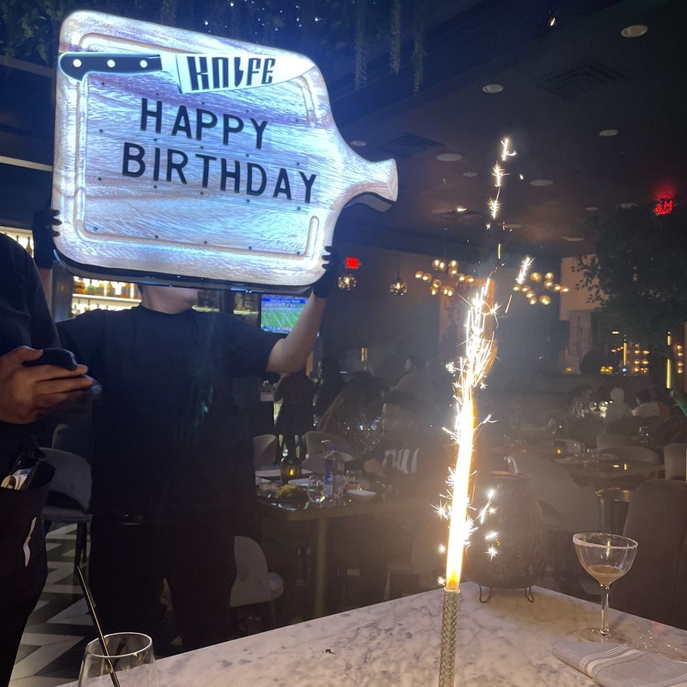 Knife Modern Mediterranean - Birthday sparklers - Mediterranean Near Me - Atlanta, Georgia Knife Modern Mediterranean - Birthday sparklers - Mediterranean Near Me - Atlanta, Georgia