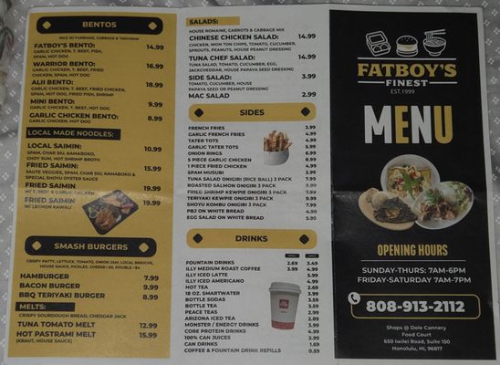 Menu photo 3 Fatboys Honolulu, HI