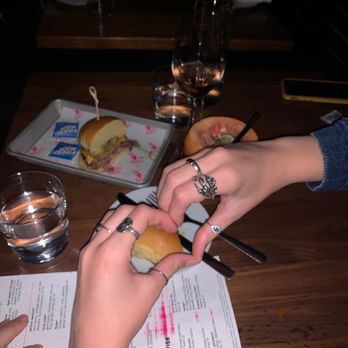 Little Donkey - grapefruit drink, rose cava, the burger, my sexy gf - Tapas/Small Plates Near Me - Cambridge, Massachusetts Little Donkey - grapefruit drink, rose cava, the burger, my sexy gf - Tapas/Small Plates Near Me - Cambridge, Massachusetts