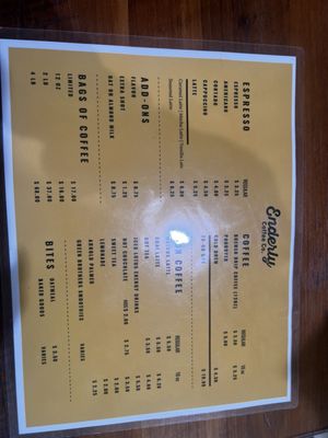 Menu photo 1 Enderly Coffee Co. Charlotte, NC