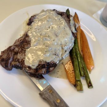 Noosa Beach Grill - Ribeye, mashed potatoes, asparagus and carrots. - American Near Me - Kill Devil Hills, North Carolina Noosa Beach Grill - Ribeye, mashed potatoes, asparagus and carrots. - American Near Me - Kill Devil Hills, North Carolina