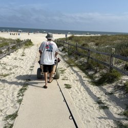 Martin's Cart-In's - My husband Mike pushing the cart at 31st street beach.