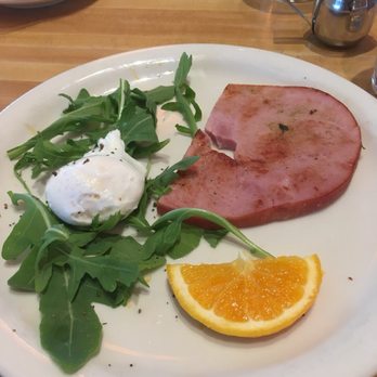 Tangerine - Lafayette - Ham steak with an over cooked poached egg - Breakfast & Brunch Near Me - Lafayette, Colorado