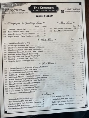 Menu photo 5 The Common - Park Slope Brooklyn, NY