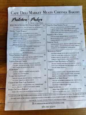 Menu photo 7 Butcher & Baker Provisions Port Gamble, WA