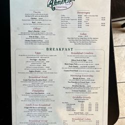 Front Page of Menu