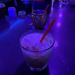 The Blue Moon Lounge - Moscow mule and a white Russian. Tasty cocktails