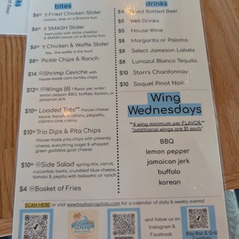 Bay Bar & Grill - HH Menu - Sep 2026 - Sports Bars Near Me - Capitola, California