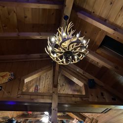 Lock Stock Bar & Grill - Cool antler chandelier