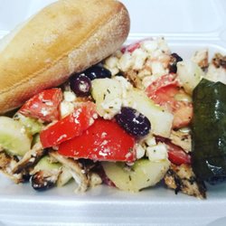 Elenies Souvlaki - Greek chicken salad with grape leaves