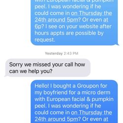 Left on read when tying to make an appt