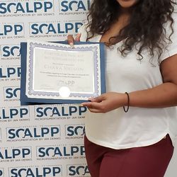Award time, fully certified during our one on one training course by Scalpp Houston, Texas