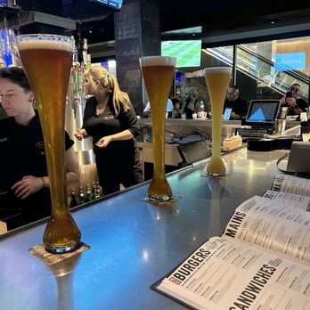 Yard House - Our 3 beers lined up at the bar, waiting for our food order to arrive. - New American Near Me - Sacramento, California