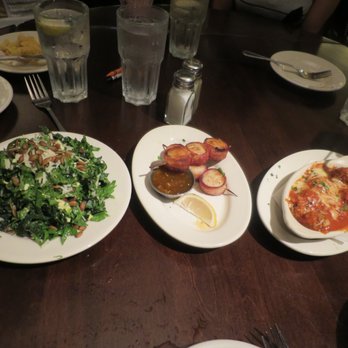 Wildfire - Appetizers - kale salad, bacon wrapped scallop skewers, and bison meatballs. - American Near Me - Glenview, Illinois