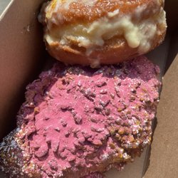 Cafe Babette - Cronut - creme brûlée and twice baked croissant pistachio raspberry white chocolate ganache.