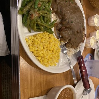 Dot Coffee Shop - Grilled Pork Chop, Green Beans, pinto, corn, rice, and gravy - American Near Me - Houston, Texas