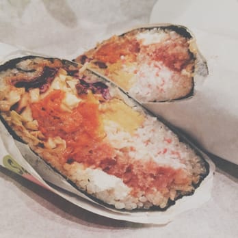 Sushi Secrets - Crab, spicy tuna, cream cheese, tamago, mango, cabbage, carrots, wasabi aioli, & kimchee aioli - Japanese Near Me - Berkeley, California