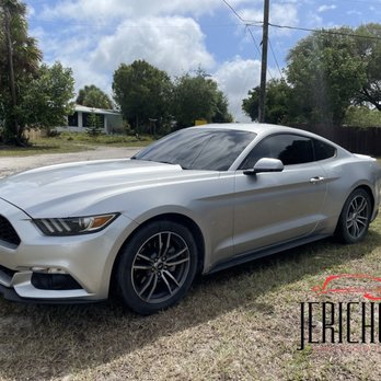 Jericho's Mobile Window Tinting - Ford Mustang tinted with 5% Window film on sides and back, with 20% Ceramic on front windshield. - Car Window Tinting Near Me - Sebastian, Florida