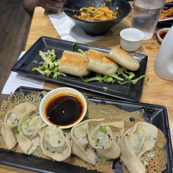 Dough Zone Dumpling House - Don Don Noodle, Chicken potstickers, Wontons, and fried beef roll and Braised Pig Ears - Dim Sum Near Me - San Jose, California Dough Zone Dumpling House - Don Don Noodle, Chicken potstickers, Wontons, and fried beef roll and Braised Pig Ears - Dim Sum Near Me - San Jose, California