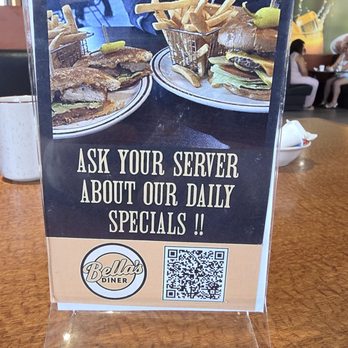 Bella’s Diner - Table sign - Coffee & Tea Near Me - Bakersfield, California