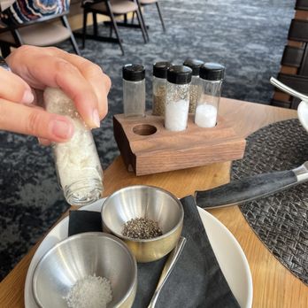 Commission Row - A choice of salt and pepper to accompany the lettuce blue cheese and bacon wedge salad. - Steakhouses Near Me - Indianapolis, Indiana