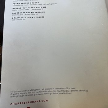 Char Restaurant - Dessert menu - Steakhouses Near Me - Nashville, Tennessee