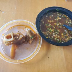 Mary's Botanitas - Over priced Menudo with these 2 huge bones!