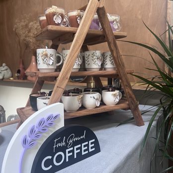 The Forum - Part of the coffee bar featuring our party favors - Art Space Rentals Near Me