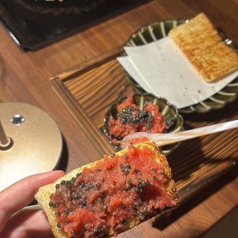 Minoru - Toro caviar with toast - Japanese Near Me - Montclair, New Jersey Minoru - Toro caviar with toast - Japanese Near Me - Montclair, New Jersey
