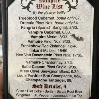 Vampire Cafe - Wine list - Cafes Near Me - New Orleans, Louisiana