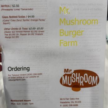 Mr Mushroom Burger Farm - Burgers Near Me - Pasadena, California Mr Mushroom Burger Farm - Burgers Near Me - Pasadena, California