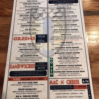 Abbey Burger Bistro - Regular menu - American Near Me - Baltimore, Maryland Abbey Burger Bistro - Regular menu - American Near Me - Baltimore, Maryland
