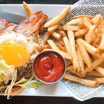 The State - The Drunken Pig Burger and I substituted the salad for fries. - Whiskey Bars Near Me - Rancho Cucamonga, California The State - The Drunken Pig Burger and I substituted the salad for fries. - Whiskey Bars Near Me - Rancho Cucamonga, California